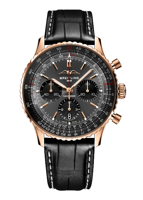 Best Review Breitling Navitimer B01 Chronograph 43 Red Gold Replica Watch RB0138A11B1P1
